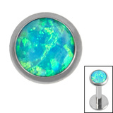 Titanium Bezel Set Opal Disk for Internal Thread shafts in 1.2mm - SKU 36419