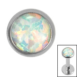 Titanium Bezel Set Opal Disk for Internal Thread shafts in 1.2mm - SKU 36421