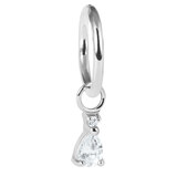 Steel Hinged Segment Ring with Steel Jewelled Pear Drop Charm - SKU 36551