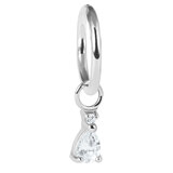 Steel Hinged Segment Ring With Steel Jewelled Pear Drop Charm - SKU 36551