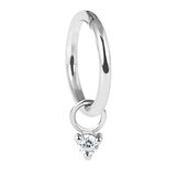 Steel Hinged Segment Ring with Steel Clawset Crystal Charm - SKU 36575