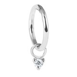 Steel Hinged Segment Ring with Steel Clawset Crystal Charm - SKU 36577