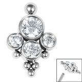 Titanium Bezel Set 4 Jewelled Asia Top for Internal Thread shafts in 1.2mm - SKU 36637