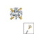 Gold Plated Titanium (PVD) Claw Set Round CZ Jewel for Internal Thread shafts in 1.2mm - SKU 36687