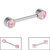 Titanium Internal Double Opal Nipple Bar - Front Facing Synth Opal Disks - SKU 36733