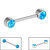 Titanium Internal Double Opal Nipple Bar - Front Facing Synth Opal Disks - SKU 36738