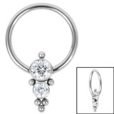 Titanium BCR with Titanium Clip In Titanium Bezel Set 2 Jewelled Asia - SKU 36751