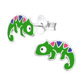 Sterling Silver Chameleon Ear Stud Earrings - SKU 36845