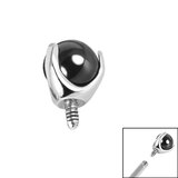 Titanium Claw Set Black Agate Ball for Internal Thread shafts in 1.2mm - SKU 36931