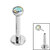 Titanium Threadless Labrets - Titanium (Bend-fit) Bezel Set Jewelled Balls 0.8mm Gauge - SKU 37131