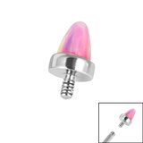 Titanium Bezel Set Synth Opal Cone for Internal Thread shafts in 1.2mm - SKU 37328