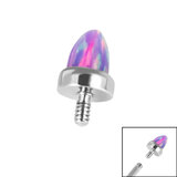 Titanium Bezel Set Synth Opal Cone for Internal Thread shafts in 1.2mm - SKU 37331