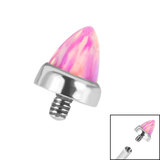 Titanium Bezel Set Synth Opal Cone for Internal Thread shafts in 1.6mm. Also fits Dermal Anchor - SKU 37348