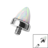 Titanium Bezel Set Synth Opal Cone for Internal Thread shafts in 1.6mm. Also fits Dermal Anchor - SKU 37349