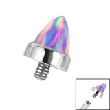 Titanium Bezel Set Synth Opal Cone for Internal Thread shafts in 1.6mm. Also fits Dermal Anchor - SKU 37351