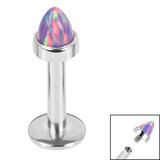 Titanium Internally Threaded Labrets 1.6mm - Titanium Bezel Set Synth Opal Cone Synth Opal / 1.6mm, 8mm / Lilac Lights Opal