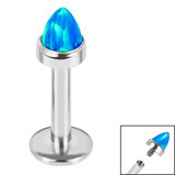 Titanium Internally Threaded Labrets 1.6mm - Titanium Bezel Set Synth Opal Cone Synth Opal / 1.6mm, 10mm / Pacific Blue Opal