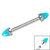 Titanium Internally Threaded Barbell 1.6mm - Titanium Bezel Set Synth Opal Cones - SKU 37376