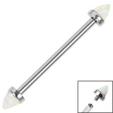Titanium Internally Threaded Industrial Scaffold Bars 1.6mm - Titanium Claw Set Synth Opal Cones 1.6mm / 36mm / Ice White Opal