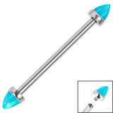 Titanium Internally Threaded Industrial Scaffold Bars 1.6mm - Titanium Claw Set Synth Opal Cones 1.6mm / 32mm / Island Blue Opal