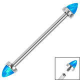 Titanium Internally Threaded Industrial Scaffold Bars 1.6mm - Titanium Bezel Set Synth Opal Cones - SKU 37399