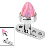 Titanium Dermal Anchor with Titanium Bezel Set Synth Opal Cone 2.5mm, 4mm / Candy Pink Opal