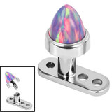 Titanium Dermal Anchor with Titanium Bezel Set Synth Opal Cone 2.5mm, 4mm / Lilac Lights Opal