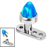 Titanium Dermal Anchor with Titanium Bezel Set Synth Opal Cone 2.5mm, 4mm / Pacific Blue Opal