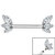 Steel Internal Thread Claw Set Triple Jewelled Marquise Fan Nipple Bar - SKU 37476