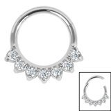 Steel Claw Set 7 Jewel Hinged Clicker Ring - SKU 37731