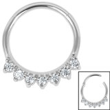 Steel Claw Set 7 Jewel Hinged Clicker Ring - SKU 37732