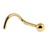 Gold Plated Titanium (PVD) Nose Stud - Plain Ball - SKU 38085