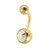 Gold Plated Titanium (PVD) Jewelled Belly Bars - SKU 38123