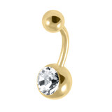 Gold Plated Titanium (PVD) Jewelled Belly Bars - SKU 38124