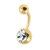 Gold Plated Titanium (PVD) Jewelled Belly Bars - SKU 38124