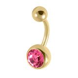 Gold Plated Titanium (PVD) Jewelled Belly Bars - SKU 38128