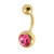 Gold Plated Titanium (PVD) Jewelled Belly Bars - SKU 38128