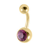 Gold Plated Titanium (PVD) Jewelled Belly Bars - SKU 38129
