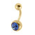 Gold Plated Titanium (PVD) Jewelled Belly Bars - SKU 38131