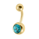 Gold Plated Titanium (PVD) Jewelled Belly Bars - SKU 38132