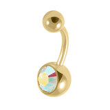 Gold Plated Titanium (PVD) Jewelled Belly Bars - SKU 38133