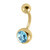 Gold Plated Titanium (PVD) Jewelled Belly Bars - SKU 38136