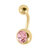 Gold Plated Titanium (PVD) Jewelled Belly Bars - SKU 38137