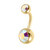 Gold Plated Titanium (PVD) Double Jewelled Belly Bars - SKU 38143