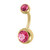 Gold Plated Titanium (PVD) Double Jewelled Belly Bars - SKU 38148