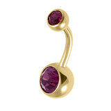 Gold Plated Titanium (PVD) Double Jewelled Belly Bars - SKU 38149