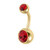 Gold Plated Titanium (PVD) Double Jewelled Belly Bars - SKU 38150