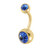 Gold Plated Titanium (PVD) Double Jewelled Belly Bars - SKU 38151