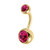 Gold Plated Titanium (PVD) Double Jewelled Belly Bars - SKU 38155