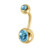 Gold Plated Titanium (PVD) Double Jewelled Belly Bars - SKU 38156